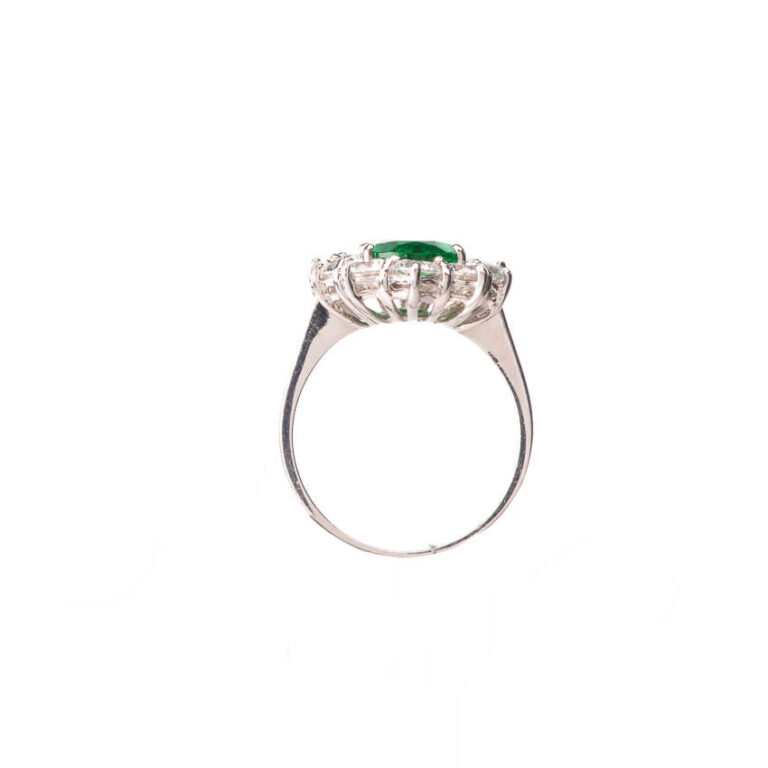 Anello fidanzamento verde smeraldo corona zirconi 4