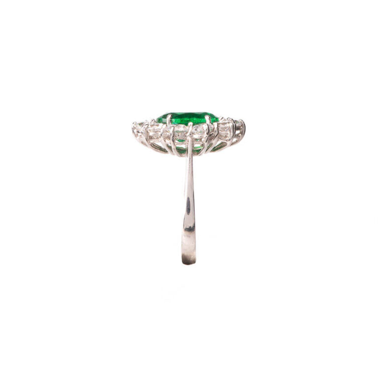 Anello fidanzamento verde smeraldo corona zirconi 5