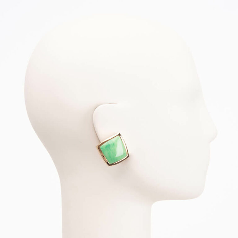 orecchino clip oro resina verde 04