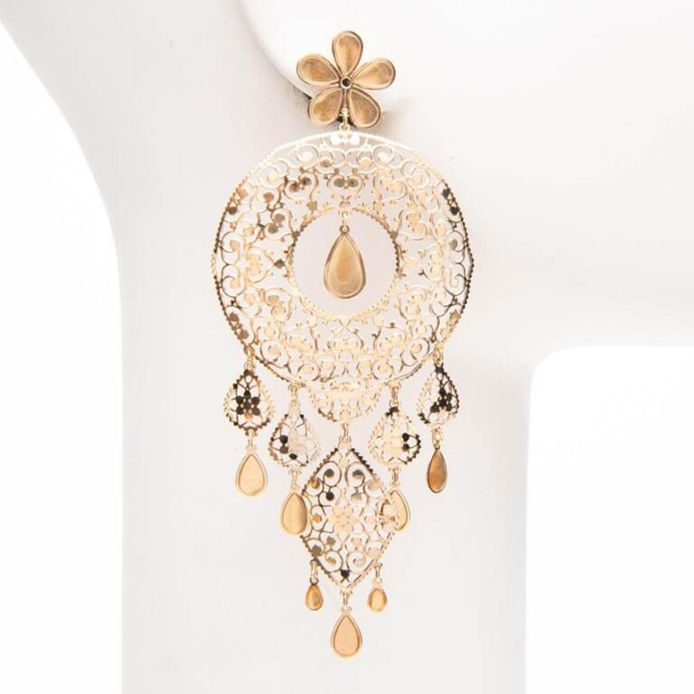 Orecchini perno pendenti arabesco chandelier oro 2