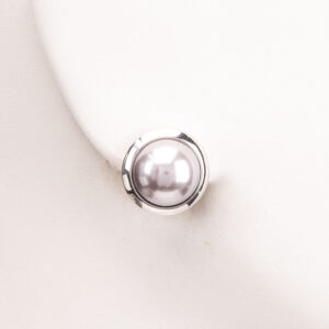 Orecchini clip perla grigia fascione liscio argento