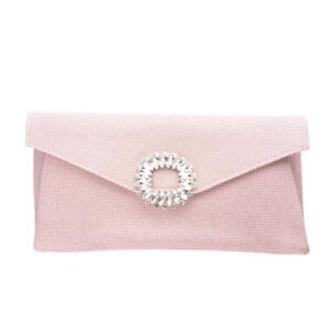 Pochette tessuto scintillante rosa cipria decorazione gioiello 1