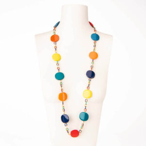 Collana lunga resina cialde catena multicolor 1